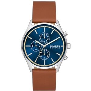 Skagen Holst Herrklocka, kronografurverk med armband i rostfritt stål eller läder, Brun och blå, 42MM Skagen Holst Herrklocka, kronografurverk med armband i rostfritt stål eller läder, Brun och blå, 42MM