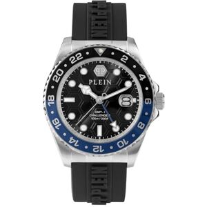 Philipp Plein herrklocka analog kvarts GMT-I Challenger, Silver/svart/blå, Modern Philipp Plein herrklocka analog kvarts GMT-I Challenger, Silver/svart/blå, Modern