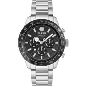 Philipp Plein herrklocka analog kronograf kvarts PLEINMETER, silver, Armband Philipp Plein herrklocka analog kronograf kvarts PLEINMETER, silver, Armband