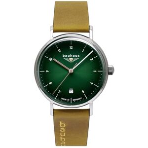 Bauhaus Damklocka med läderrem kvartsurverk datum 36 mm tillverkad i Tyskland 2141, Grön, armband Bauhaus Damklocka med läderrem kvartsurverk datum 36 mm tillverkad i Tyskland 2141, Grön, armband