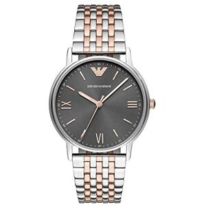 Giorgio Armani herrklocka med tre visare i rostfritt stål, 41 mm boettstorlek, Roséguld och silver, Armband Giorgio Armani herrklocka med tre visare i rostfritt stål, 41 mm boettstorlek, Roséguld och silver, Armband