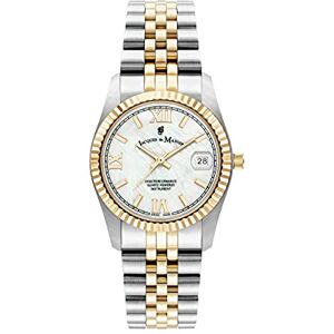 B JACQUES DU MANOIR Jacques Du Manoir damklocka – inspiration romersk, 34 mm analog kvartsklocka med armband i rostfritt stål, Tvåfärg, 34 mm, Armband B JACQUES DU MANOIR Jacques Du Manoir damklocka – inspiration romersk, 34 mm analog kvartsklocka med armband i rostfritt stål, Tvåfärg, 34 mm, Armband