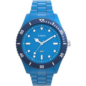 Timex herrklocka Trend, 42 mm, blått armband i miljövänligt material med blå urtavla och boett, TW2Y04300 Timex herrklocka Trend, 42 mm, blått armband i miljövänligt material med blå urtavla och boett, TW2Y04300