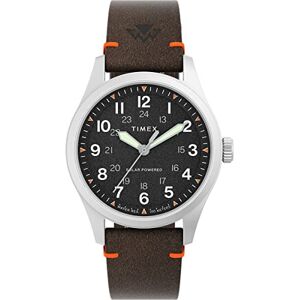Timex Expedition North 36 mm herrklocka Brunt miljövänligt snabbfrigörande armband i två delar, svart urtavla, boett i rostfritt stål TW2V64200