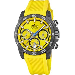 Lotus Herrklocka 18974/5 Chrono svart kolfiber fodral gult gummiarmband, Gult, rem Lotus Herrklocka 18974/5 Chrono svart kolfiber fodral gult gummiarmband, Gult, rem