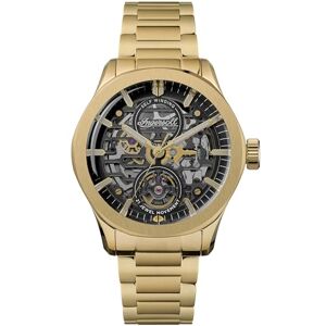 Ingersoll The Bronc herrklocka 44 mm automatisk klocka med silverarmband i rostfritt stål, Svart mässing, armband Ingersoll The Bronc herrklocka 44 mm automatisk klocka med silverarmband i rostfritt stål, Svart mässing, armband