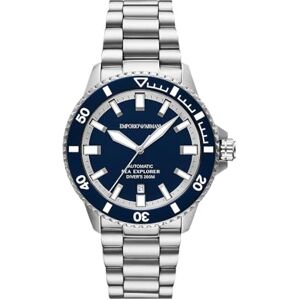 Giorgio Armani Klocka för Herr, Automatisk Tre Visare Datum Urverk och 42 mm Boettstorlek med armband i rostfritt stål eller silikon Giorgio Armani Klocka för Herr, Automatisk Tre Visare Datum Urverk och 42 mm Boettstorlek med armband i rostfritt stål eller silikon