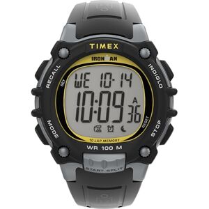 Timex Ironman Essential Klocka på 44 mm för män, svart PU-armband, digital urtavla, grå boett, TW5M64600 Timex Ironman Essential Klocka på 44 mm för män, svart PU-armband, digital urtavla, grå boett, TW5M64600