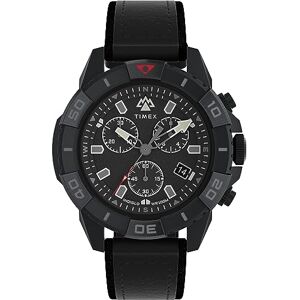 Timex Expedition North Chronograph 42 mm klocka Svart snabbfrigörande tvådelat armband i veganskt läder, svart urtavla, svart boett TW2W16000 Timex Expedition North Chronograph 42 mm klocka Svart snabbfrigörande tvådelat armband i veganskt läder, svart urtavla, svart boett TW2W16000