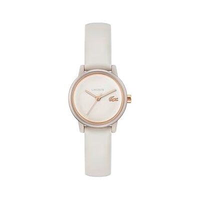 Lacoste .12.12 Swift-kollektion med tre nålar kvarts urverk med trasigt vitt läderarmband 2001437 Lacoste .12.12 Swift-kollektion med tre nålar kvarts urverk med trasigt vitt läderarmband 2001437
