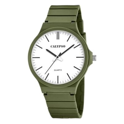 Calypso klocka för män K5879/2 Street Style silikon fodral grönt silikon band Calypso klocka för män K5879/2 Street Style silikon fodral grönt silikon band