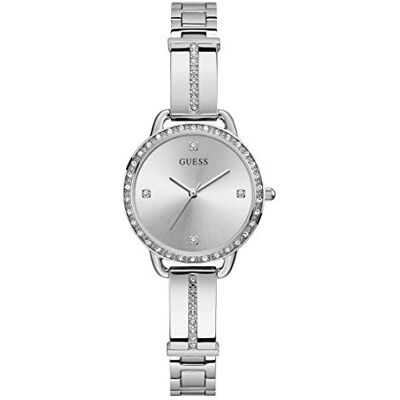 GUESS 30 mm kristall armbandsur, silver, en storlek, Silver ton, En storlek, GW0022L1-AMZUK GUESS 30 mm kristall armbandsur, silver, en storlek, Silver ton, En storlek, GW0022L1-AMZUK