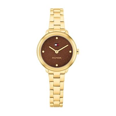 Tommy Hilfiger två-visare kvartsurverk klocka för kvinnor med mesh i rostfritt stål eller länkarmband – finns i roséguld, silver eller guld, BRUN, Armband Tommy Hilfiger två-visare kvartsurverk klocka för kvinnor med mesh i rostfritt stål eller länkarmband – finns i roséguld, silver eller guld, BRUN, Armband