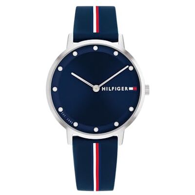 Tommy Hilfiger Kvinnors analoga kvartsur med silikonrem 1782736, marinblå, Marinblå Tommy Hilfiger Kvinnors analoga kvartsur med silikonrem 1782736, marinblå, Marinblå