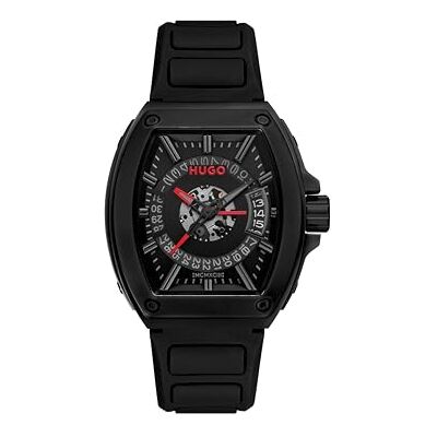 HUGO Three Hand Quartz Movement Watch för män #ICON 3H Collection med svart silikonarmband 1530436 HUGO Three Hand Quartz Movement Watch för män #ICON 3H Collection med svart silikonarmband 1530436