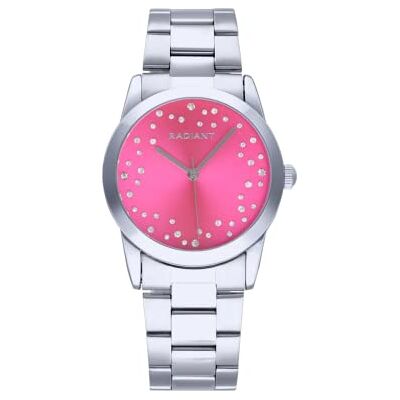 Radiant Fiji kollektion analog kvarts klocka för kvinnor silver armband med rosa urtavla och armband i rostfritt stål. Storlek 36 mm. 3ATM. Radiant Fiji kollektion analog kvarts klocka för kvinnor silver armband med rosa urtavla och armband i rostfritt stål. Storlek 36 mm. 3ATM.