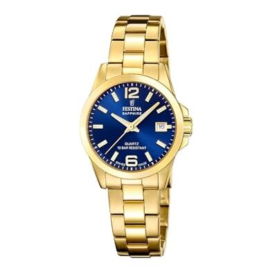 Festina Damklocka F20050/3 schweiziskt tillverkat Acero Clasico guldfärgat rostfritt stålarmband, Färg: blå Festina Damklocka F20050/3 schweiziskt tillverkat Acero Clasico guldfärgat rostfritt stålarmband, Färg: blå