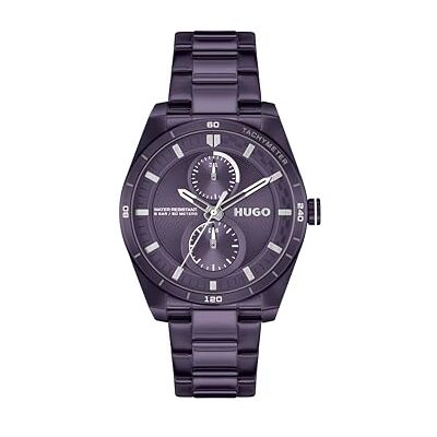 HUGO analog multifunktionell kvartsklocka för kvinnor #Fast för henne kollektion med lila armband i rostfritt stål – 1540170, Lila HUGO analog multifunktionell kvartsklocka för kvinnor #Fast för henne kollektion med lila armband i rostfritt stål – 1540170, Lila