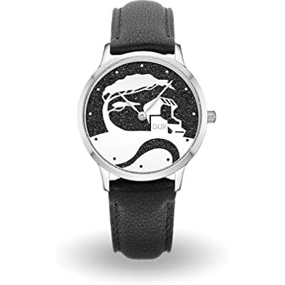DUR strand sand lava sand kompass kustklocka vattentät rostfritt stål klocka med safirglas läder eller rostfritt stål rem kvinnor män, "Costa", lavasand, svart läderrem, Klein, 36 mm chmesser DUR strand sand lava sand kompass kustklocka vattentät rostfritt stål klocka med safirglas läder eller rostfritt stål rem kvinnor män, "Costa", lavasand, svart läderrem, Klein, 36 mm chmesser