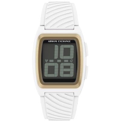 Giorgio Armani 42 mm vit plastklocka, AX2968 Giorgio Armani 42 mm vit plastklocka, AX2968