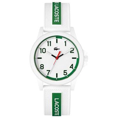 Lacoste Analog kvartsur unisex för pojkar med silikonarmband, Grön/vit, Rem Lacoste Analog kvartsur unisex för pojkar med silikonarmband, Grön/vit, Rem