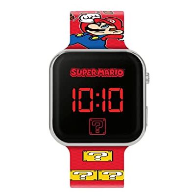 Accutime LED barnklocka, stor digital LED-skärm, justerbart armband, lång batteritid, avstängningsautomatik, för pojkar och flickor, röd, super mario Accutime LED barnklocka, stor digital LED-skärm, justerbart armband, lång batteritid, avstängningsautomatik, för pojkar och flickor, röd, super mario