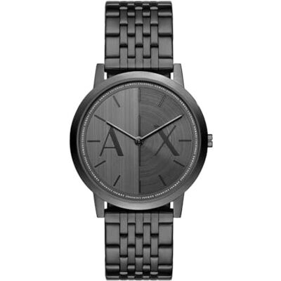Giorgio Armani Klocka för män, Quartz tvåhandsverk och 40 mm boettstorlek med rostfritt stål- eller läderarmband, Kol Giorgio Armani Klocka för män, Quartz tvåhandsverk och 40 mm boettstorlek med rostfritt stål- eller läderarmband, Kol