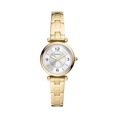 Fossil Carlie Mini-klocka för kvinnor, kvartsverk med armband i rostfritt stål eller läder Fossil Carlie Mini-klocka för kvinnor, kvartsverk med armband i rostfritt stål eller läder