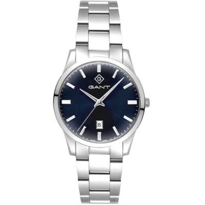 GANT G208002 Taunton herrklocka, rostfritt stål silverfärger, blå solray-urtavla, mineralglas, japansk kvartsurverk, datum, 5 ATM, 39 mm GANT G208002 Taunton herrklocka, rostfritt stål silverfärger, blå solray-urtavla, mineralglas, japansk kvartsurverk, datum, 5 ATM, 39 mm