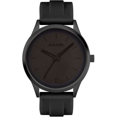 s.Oliver Oliver Herrklocka – rund – IP svart – 44 mm – klocka av metall med kvartsurverk på silikonband med stiftspänne – analog armbandsur – 3 atm vattentät – reptålig s.Oliver Oliver Herrklocka – rund – IP svart – 44 mm – klocka av metall med kvartsurverk på silikonband med stiftspänne – analog armbandsur – 3 atm vattentät – reptålig