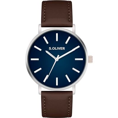 s.Oliver Oliver Herrklocka – rund – IPgrön – 40 mm – klocka av metall med kvartsrörelse på konstläderband med gångspänne – analog armbandsur – 3 atm vattentät – reptålig s.Oliver Oliver Herrklocka – rund – IPgrön – 40 mm – klocka av metall med kvartsrörelse på konstläderband med gångspänne – analog armbandsur – 3 atm vattentät – reptålig