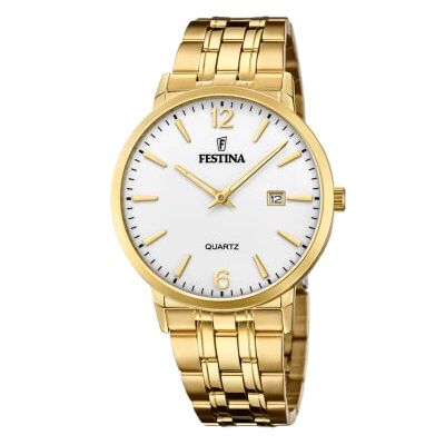 Festina mäns analog kvartsur med rostfritt stål armband F20513/2, Guld, groß, Armband Festina mäns analog kvartsur med rostfritt stål armband F20513/2, Guld, groß, Armband