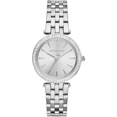 Michael Kors Darci Damklocka, Silverfärgad Quartz trehandsverk med armband i rostfritt stål Michael Kors Darci Damklocka, Silverfärgad Quartz trehandsverk med armband i rostfritt stål