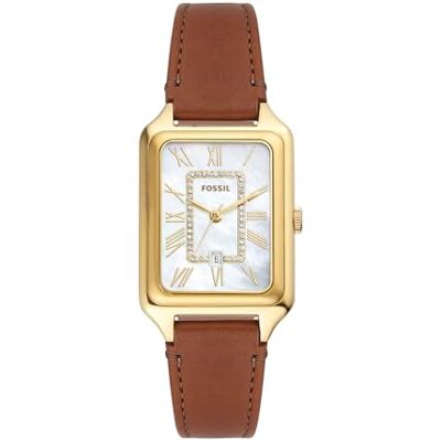 Fossil Raquel Klocka för kvinnor, Quartz trehandsverk med läderarmband Fossil Raquel Klocka för kvinnor, Quartz trehandsverk med läderarmband
