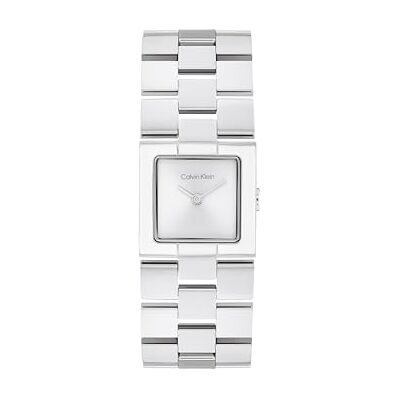 Calvin tvåhandskvartsrörelseklocka för kvinnor CK Meridian samling med silver rostfritt stål armband 25100088, Silver/vit, En storlek Calvin tvåhandskvartsrörelseklocka för kvinnor CK Meridian samling med silver rostfritt stål armband 25100088, Silver/vit, En storlek
