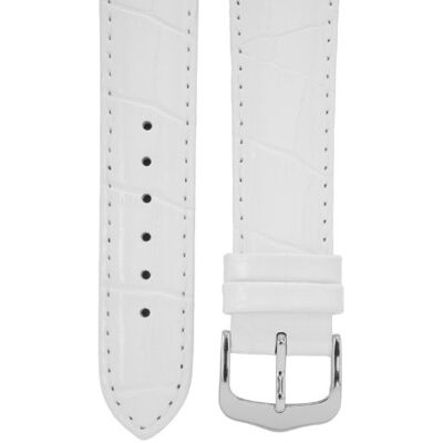 Cerberus Klockarmband 18 mm läder vit, kroko-look, längd 75 x 115 mm, spänne i aluminium, VIT, Bälte Cerberus Klockarmband 18 mm läder vit, kroko-look, längd 75 x 115 mm, spänne i aluminium, VIT, Bälte