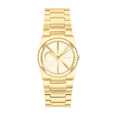 Calvin Two Hand Quartz Movement Watch för kvinnor CK UNITE Collection med guldfärgat rostfritt stålarmband 25100127 Calvin Two Hand Quartz Movement Watch för kvinnor CK UNITE Collection med guldfärgat rostfritt stålarmband 25100127