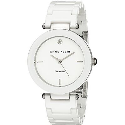 Anne Klein armbandsur för kvinnor med äkta diamanturtavla och keramiskt armbandsur, Vitt Anne Klein armbandsur för kvinnor med äkta diamanturtavla och keramiskt armbandsur, Vitt