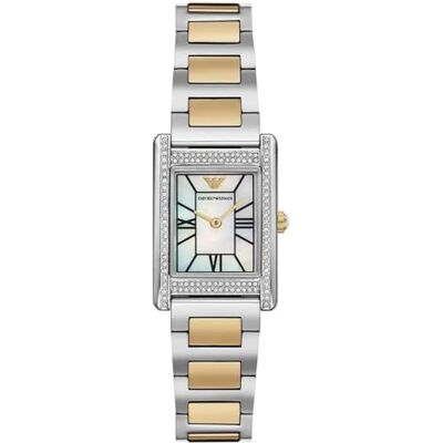 Giorgio Armani damklocka, kvartsurverk och boettstorlek 31 mm med armband i rostfritt stål, läder eller silikon,Silverfärgad infattning,22MM Giorgio Armani damklocka, kvartsurverk och boettstorlek 31 mm med armband i rostfritt stål, läder eller silikon,Silverfärgad infattning,22MM