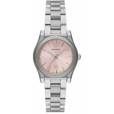 Giorgio Armani damklocka, 32 mm kvarts trehandsdatumrörelse med rostfritt stålarmband Giorgio Armani damklocka, 32 mm kvarts trehandsdatumrörelse med rostfritt stålarmband