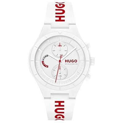 HUGO BOSS HERR VIT DIAL VIT SILIKONREM KLOCKA 1530406, Vitt, Klassisk HUGO BOSS HERR VIT DIAL VIT SILIKONREM KLOCKA 1530406, Vitt, Klassisk