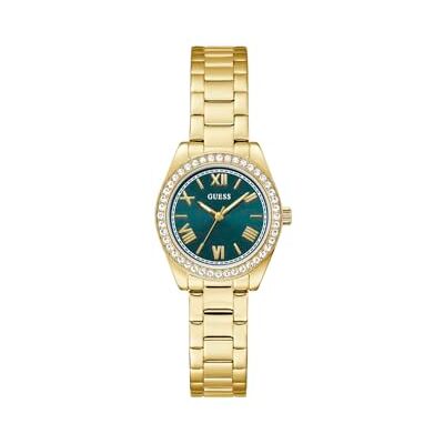 GUESS damer mini Luna-klocka GW0841L9 30 mm rostfritt stål grön blå urtavla kvarts mineralglas 3 ATM kubisk zirkonia guld länk armband 14 mm GUESS damer mini Luna-klocka GW0841L9 30 mm rostfritt stål grön blå urtavla kvarts mineralglas 3 ATM kubisk zirkonia guld länk armband 14 mm