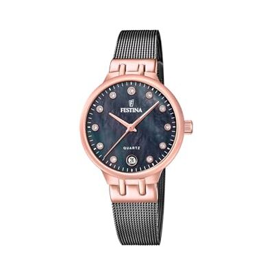 Festina damer roséguld PVD-pläterad klocka med zirkonia-set och nätarmband F20717/2 Festina damer roséguld PVD-pläterad klocka med zirkonia-set och nätarmband F20717/2