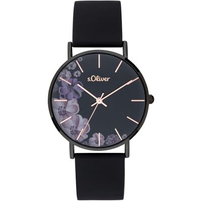 s.Oliver damklocka Rund Svart 18 mm Elegant damklocka i metall med kvartsrörelse 3 ATM vattentät reptålig s.Oliver damklocka Rund Svart 18 mm Elegant damklocka i metall med kvartsrörelse 3 ATM vattentät reptålig