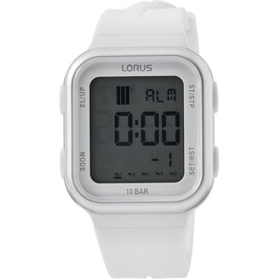 Lorus män digital kvarts klocka med silikonarmband R2355PX9, Vit Lorus män digital kvarts klocka med silikonarmband R2355PX9, Vit