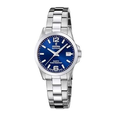Festina Damklocka F20049/5 schweiziskt tillverkat Acero Clasico rostfritt stål fodral grått rostfritt stålarmband, Färg: blå Festina Damklocka F20049/5 schweiziskt tillverkat Acero Clasico rostfritt stål fodral grått rostfritt stålarmband, Färg: blå