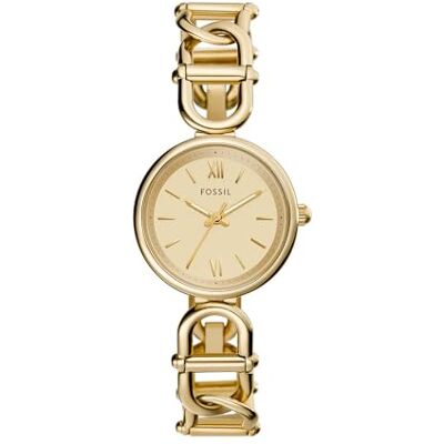 Fossil Carlie klocka för kvinnor, kvartsurverk med rostfritt stål eller läderarmband, Guld, 35MM, Armband Fossil Carlie klocka för kvinnor, kvartsurverk med rostfritt stål eller läderarmband, Guld, 35MM, Armband