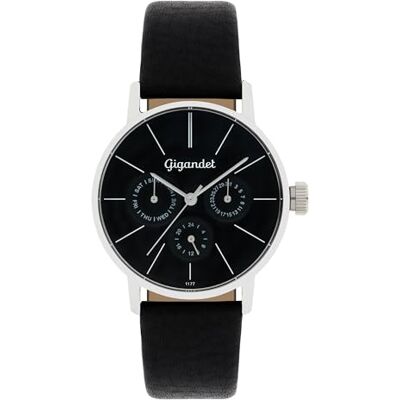 Gigandet Damer analog japanskt kvartsurverk klocka med läderarmband 8VNAG38NE/002, svart Gigandet Damer analog japanskt kvartsurverk klocka med läderarmband 8VNAG38NE/002, svart