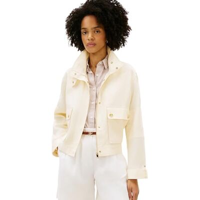 Tommy Hilfiger Dam linne bruksjacka WW0WW48616, BEIGE, S Tommy Hilfiger Dam linne bruksjacka WW0WW48616, BEIGE, S