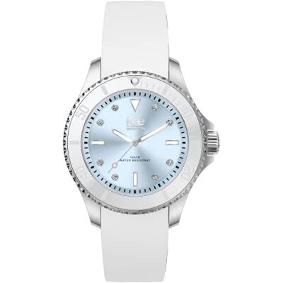 ICE-WATCH ICE steel White pastel blue Silverfärgad damklocka med silikonband 020365 (Small) ICE-WATCH ICE steel White pastel blue Silverfärgad damklocka med silikonband 020365 (Small)